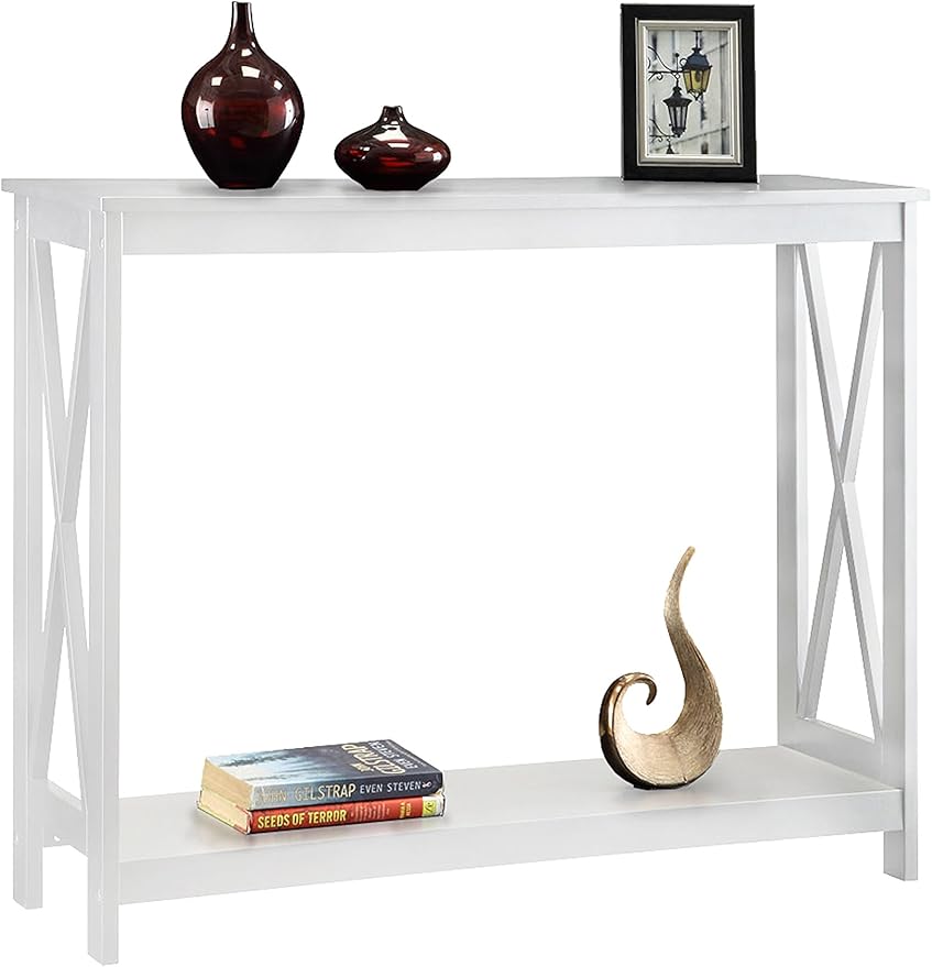 Convenience Concepts Oxford Console Table 39.5" - Sofa Table with Storage Shelf, Transitional Entryway Hall Table for Living Room and Bedroom, Display Foyer Table, White-NeatNest