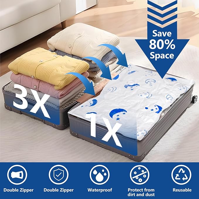 Vacuum Seal Bags for Clothing with Electric Pump,16 Pack Space Saver Bags (4 Jumbo, 4 Large, 4 Medium, 4 Small) Vacuum Storage Bags for Travel,Bedding,Blankets-NeatNest