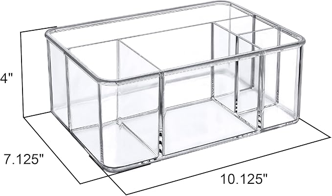 Amazing Abby - Felicia - Plastic Flatware Organizer, 5-Compartment Utensil Holder, Paper Plate Holder, Cutlery and Silverware Storage for Countertop, Perfect Storage Solution for Home and Restaurant