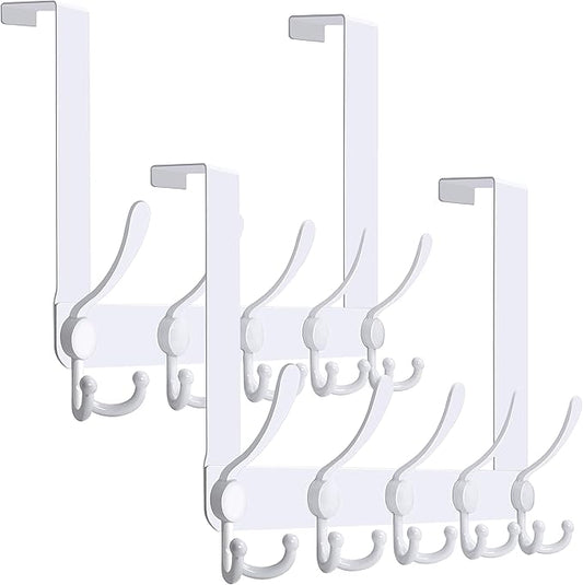 WEBI Over The Door Hook Door Hanger Hook Rack with 5 Tri Hooks for Hanging Coats, Door Towel Rack Towel Hanger Door Coat Hanger Over Door Coat Rack for Bathroom,Behind Back of Door,White,2 Packs
