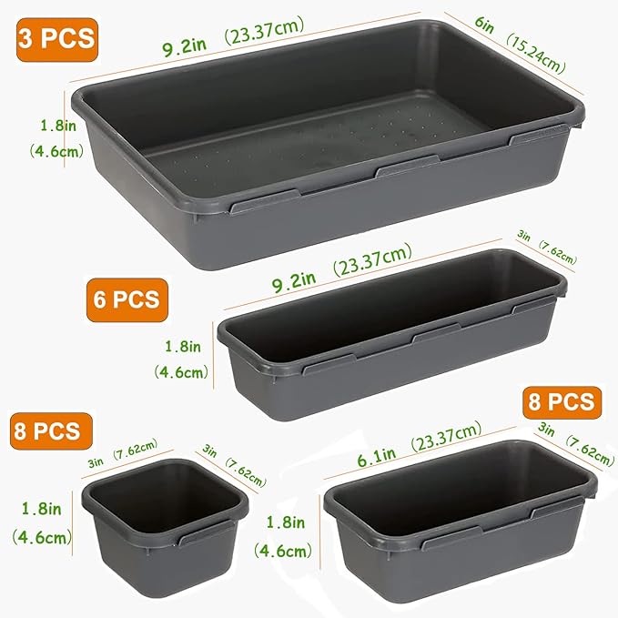 25 PCS Interlocking Desk Drawer Organizer Separator for Office,Bathroom,Kitchen,Makeup,Tool（4 Sizes）-NeatNest