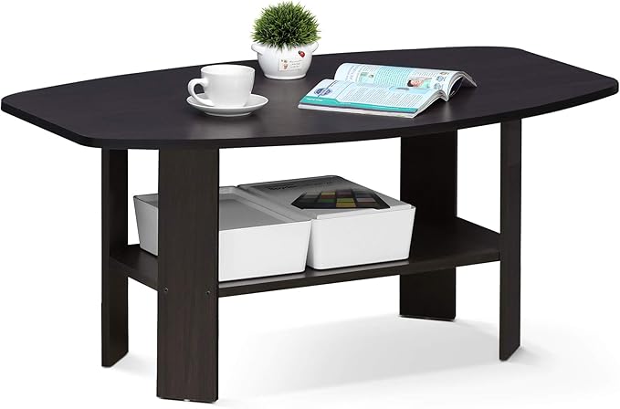 Furinno Simple Design Coffee Table, Dark Walnut-NeatNest