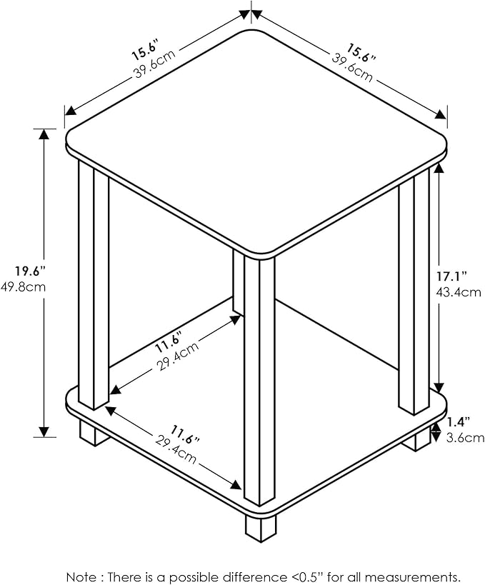 Furinno Simplistic Set of 2 End Table, Espresso/Black-NeatNest