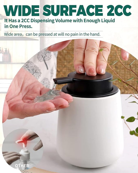 Bosilunlife Liquid Soap Dispenser - 12Oz Lotion Dispenser with Pump Matte White Ceramic Soap Dispenser Bathroom Dish Hand Wash Dispenser for Kitchen Pump Dispenser-NeatNest