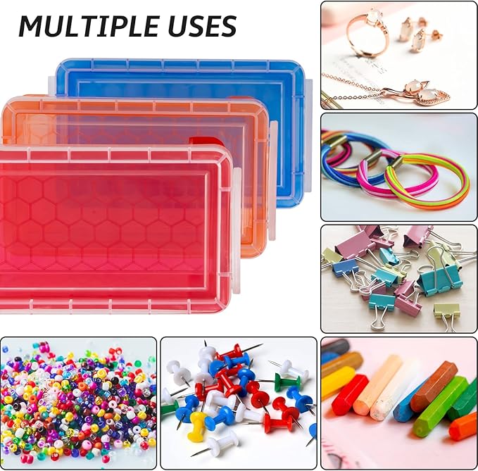 12 PCS Small Storage Containers with Lids, 4.3" X 2.3" X 1.5" Stackable Small Plastic Box, Colorful Mini Plastic Storage Box for Jewelry Beads Crafts Items Accessories-NeatNest