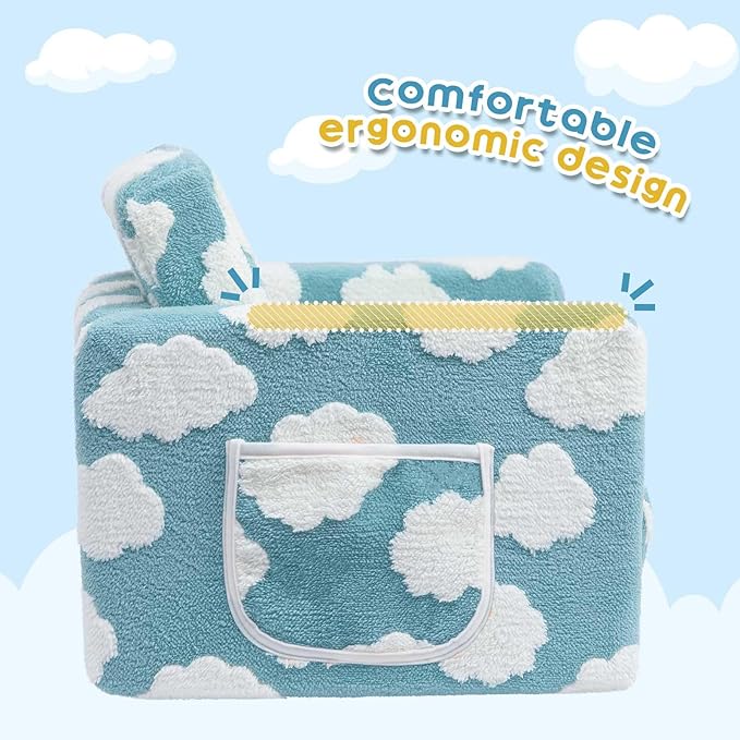 ALIMORDEN Kids 2-in-1 Flip Out Ultra-Soft Snuggle Foam Filled Chair, Blue-NeatNest