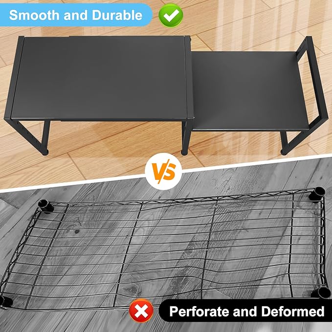 44.3 Inches Expandable Metal Storage Shelves,150LBS Heavy Duty Shelving Units and Storage For Appliance,Adjustable Utility Organization and Storage Shelf Rack For Kitchen Cabinet Closet Garage Pantry-NeatNest