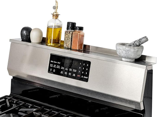 StoveShelf 24" Apartment Length Stainless Steel Finish Magnetic Shelf for Kitchen Stove - Kitchen Storage Solution with Zero Installation - Over Stove Spice Rack Organizer