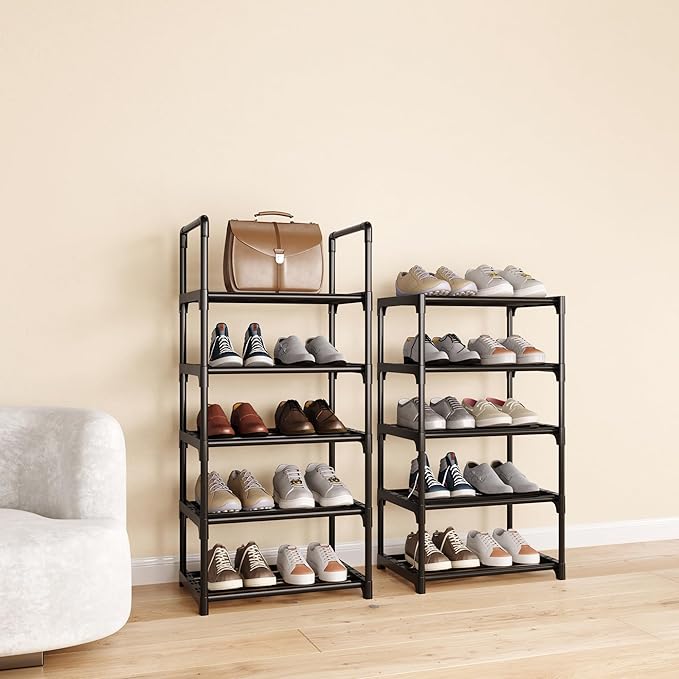 10 Tier Tall Shoe Rack Organizer 20-25 Pairs Shoe Tower Shelf,Metal Shoe Storage,Lager Shoe Storage for Closet Entryway(Black)-NeatNest