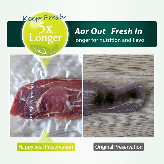Happy Seal Vacuum Sealer Bags 8" x 12" 210 Quart Size for Food, Pre-cut Food Saver Airtight Vac Storage, Meal Prep or Sous Vide, Commercial Grade Vacuum Seal Freezer Bags-NeatNest