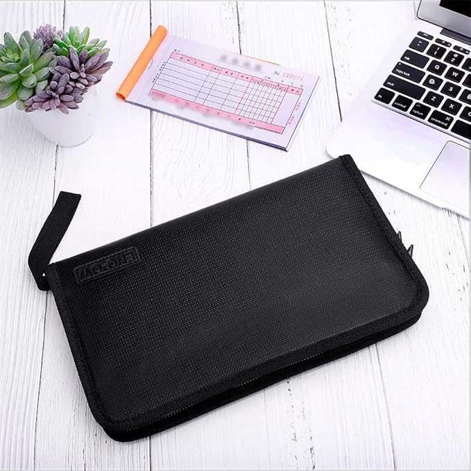 ENGPOW Expanding File Folder (11.4"x6.7") A5 Size Document Organizer Fireproof Money Bag 13 Pockets Zipper Closure Portable Filing Wallet Holder Storage for Check,Bill,Receipts,Tickets