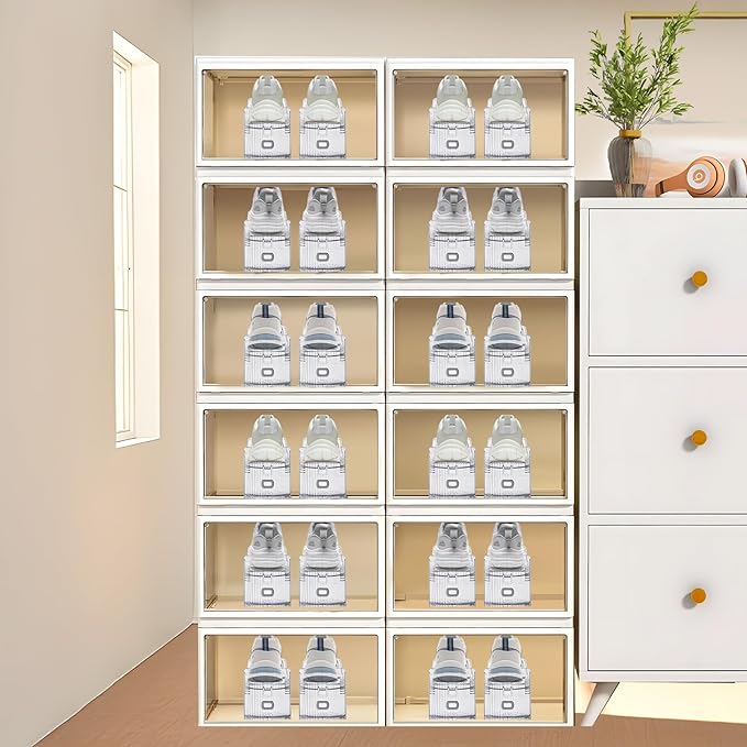 20PACK Shoe Slots Organizer for Closet,Adjustable Shoe Rack Holder Shoe Space Savers Double Layer Stack Shoe Racks for Closet Organization(Transparent)-NeatNest