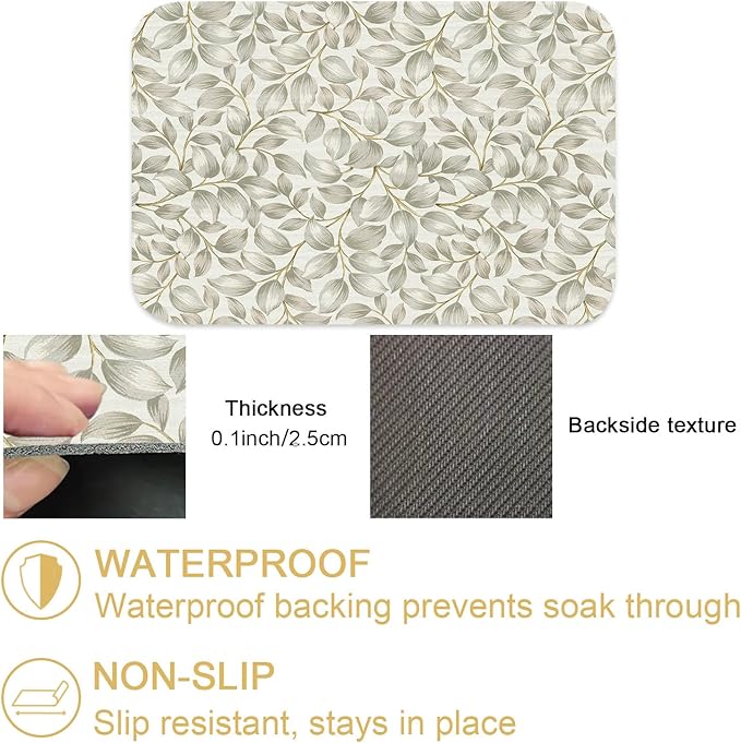 Classic Popular Flower Dish Drying Mats for Kitchen Counter Absorbent Fast Dry Dish Drainer Rack Mats for Dishes Utensils Pot and Pan, Kitchen Accessories 24"x16"-NeatNest