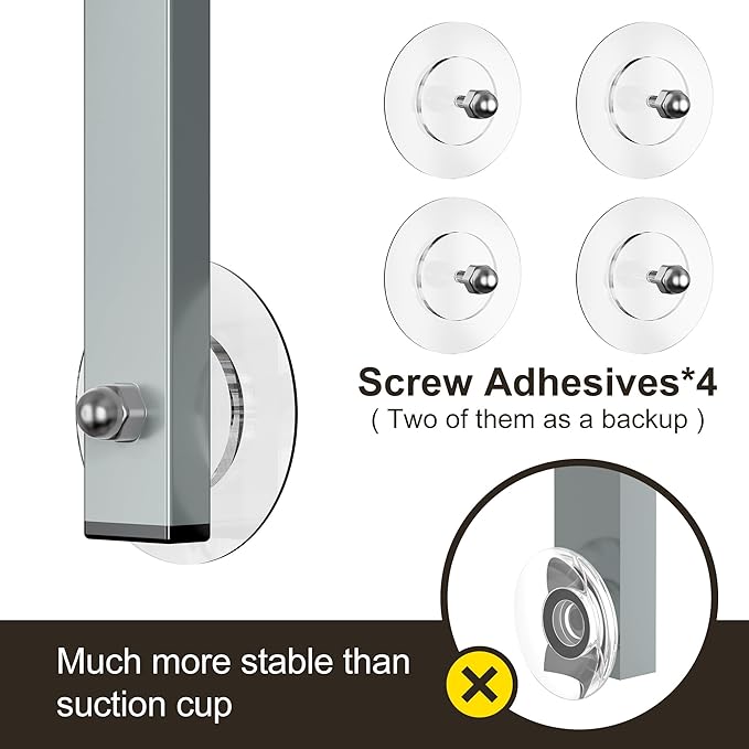 Orimade Adjustable Anti-Slip Shower Caddy Over Shower Head, Rustproof Bathroom Hanging Shower Organizer with 2 Hooks for Razor, No Drilling Shower Shelves Storage Rack 2 Tier, Light Grey