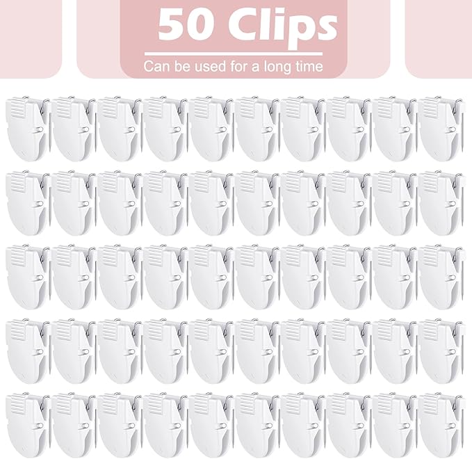 50 Pcs Cubicle Clips Fabric Panel Cubicle Accessories Fabric Partition Panel Wall Clip Office Photos Wall for Notes Memos Standard Size, 40-Sheet Capacity (White)