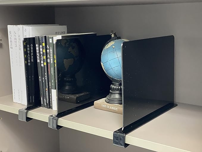 CY craft Acrylic Shelf Dividers for Closets,Wood Shelf Dividers, 2 PCS Black Shelf Separators,Perfect for Clothes Organizer and Bedroom Kitchen Cabinets Shelf Storage and Organization-NeatNest