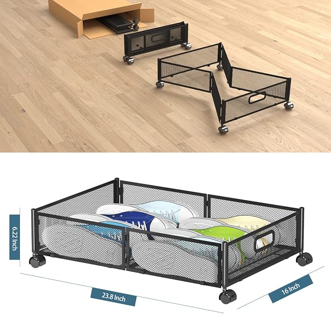 Foldable Bedroom Storage Organization with Handles - Under Bed Storage Containers with Wheels - Bins Drawer for Clothes, Blankets and Shoes-NeatNest
