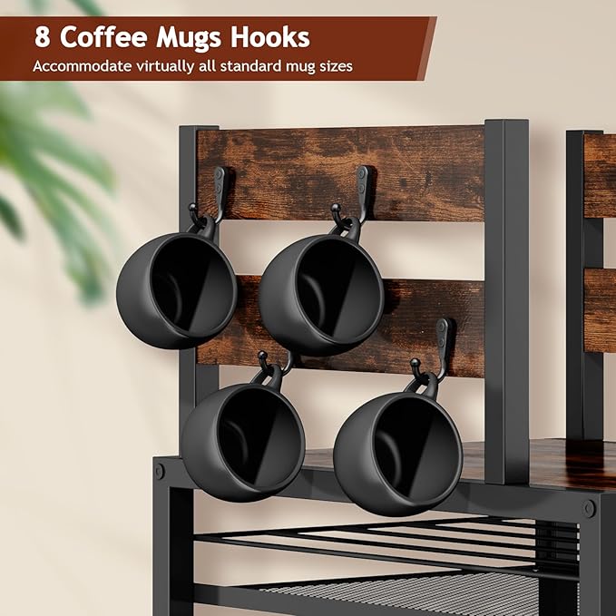 K Cup Holder Drawer - K Cup Storage Organizer, Coffee Pod Drawer with Hooks, Durable Iron-Wood Design, Space-Saving Coffee Station Organizer for Kitchen Counter-NeatNest