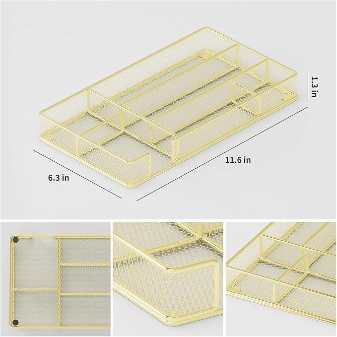 Desk Drawer Organizer Tray, Office Drawer Organizer, Desk Accessories & Workspace Organizers, Suitable for Tools, Pencils, Office Supplies Storage (Gold)-NeatNest
