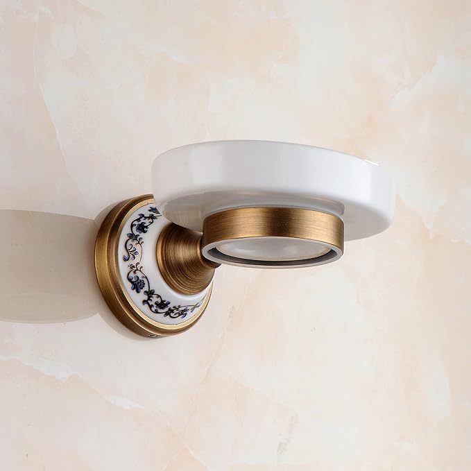 Antique Bronze Brass Soap Dish, Soap Holder Wall Mounted Bathroom Hardware Accessories,Porcelain Design
