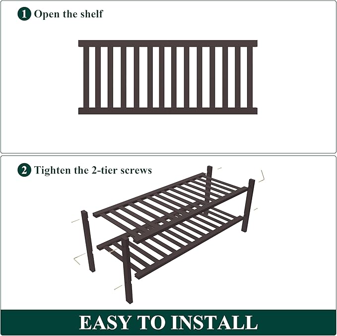 Smiry Bamboo Shoe Rack for Closet, 2 Tier Wooden Stackable Shoe Organizer, Free Standing Shoes Storage Shelf for Entryway, Front Door Entrance, Brown-NeatNest