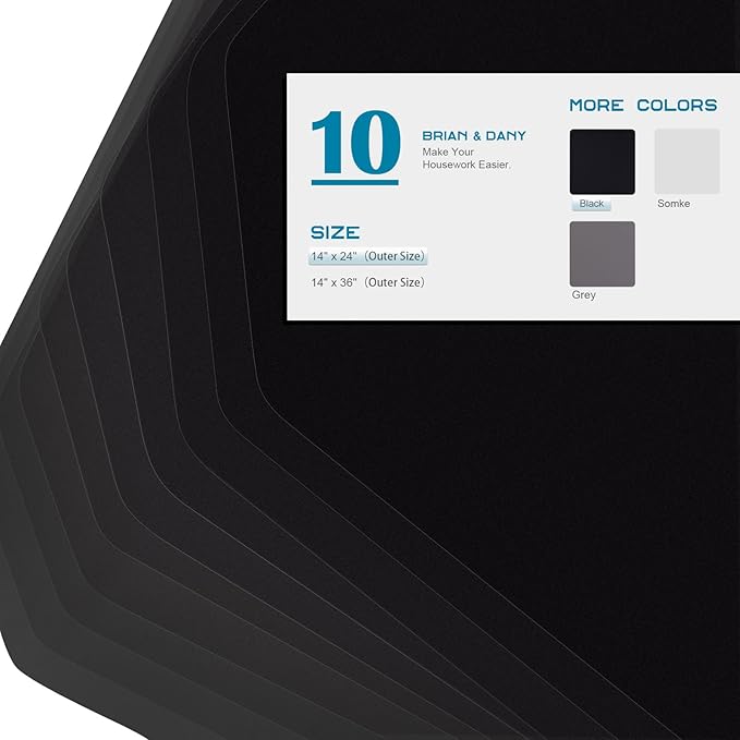 BRIAN & DANY Wire Shelf Liner 14" X 24", Set of 10, Heavy Duty Shelf Liners for Wire Shelving, Waterproof Wire Rack Shelf Cover, Black-NeatNest