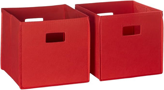 RiverRidge Folding Storage Bins with Handles Red Cube Storage Organizer for Closet, Bedroom & Playroom - Closet Organizers and Storage Set of 2-NeatNest