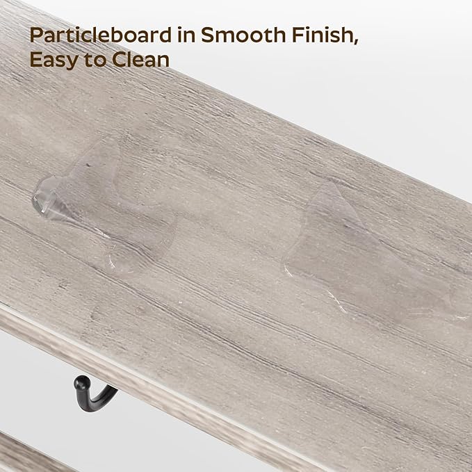 Coffee Mug Holder for Counter, 2 Tier Mug Tree Rack, with 8 Hook and 2 Open Shelves, Vintage Mug Holder Stand for Home Kitchen, Greige MH43BG-NeatNest