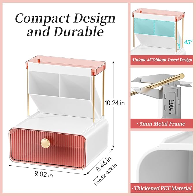 2-Tier Makeup Organizers Countertop,Versatile Bathroom Counter Organizer,Cosmetic Make Up Organizers for Vanity,Cute Skincare Organizer (Blush)-NeatNest