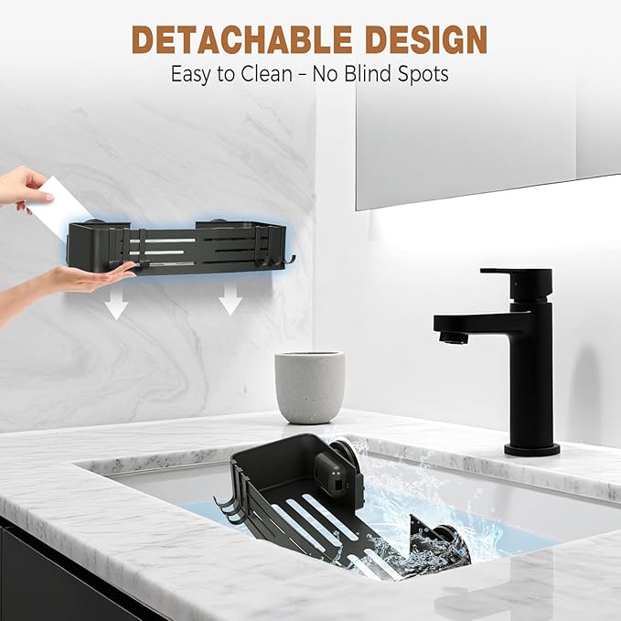 Lekesky Suction Cup Shower Caddy, No Drill Shower Shelves with a Towel Bar, Aluminum Rust Proof Bathroom Shower Organizer with 12 Hooks (2-Pack, Gunmetal Gray)
