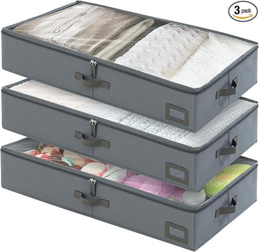 6-Inch Under Bed Organizer, Under Bed Storage Container, Under Crib/Couch Storage, Underbed Storage Box for Seasonal Clothing, Sweaters, Shoes, Blankets, Wrapping Paper & Toys 33" L×17" W×6" H-NeatNest