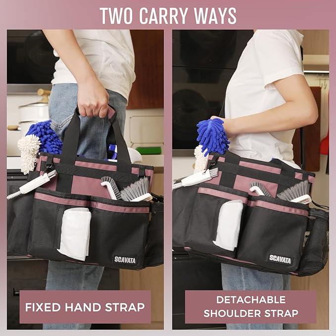 Compact Wearable Cleaning Caddy, Small Cleaning Caddy Supplies Organizer with Handle & Shoulder Straps for Housekeepers, Under Sink & Car Cleaning Tool Organizers Bag (LotusPink)-NeatNest
