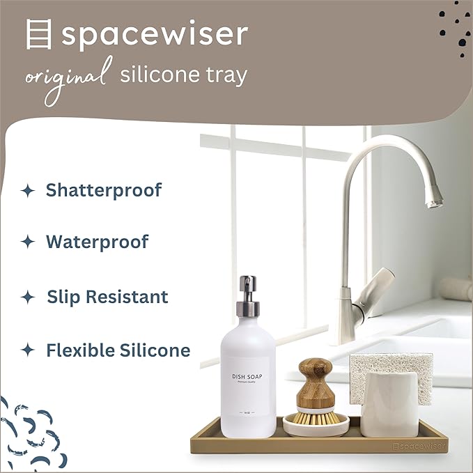 Countertop and Vanity Tray - 11.7" Silicone Bathroom Tray, Flexible Dish Soap Holder for Kitchen, Bathroom Counter Organizer, Shower Toilet Tank Trays Décor Accessories, Sink Makeup Mat Oil-NeatNest