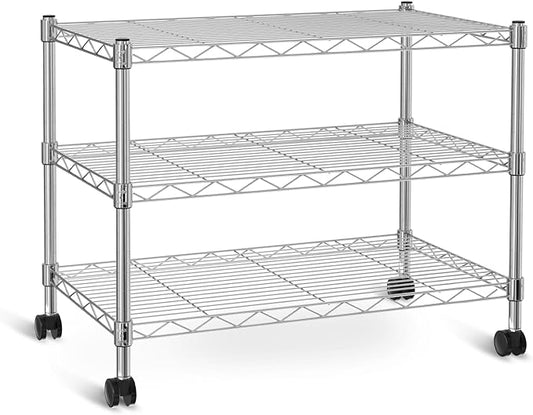 HealSmart 3-Tier Heavy Duty Storage Shelving Unit,Chrome,24.02" D x 13.78" W x 21.97" H inch, 1 Pack-NeatNest