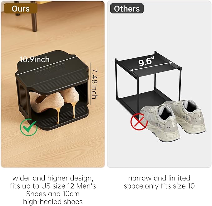 Small Shoe Rack, 5 Tier Plastic Vertical Shoe Rack for Small and Narrow Spaces, Free Standing Shoe Organizer for Closet, Entryway (Black)-NeatNest