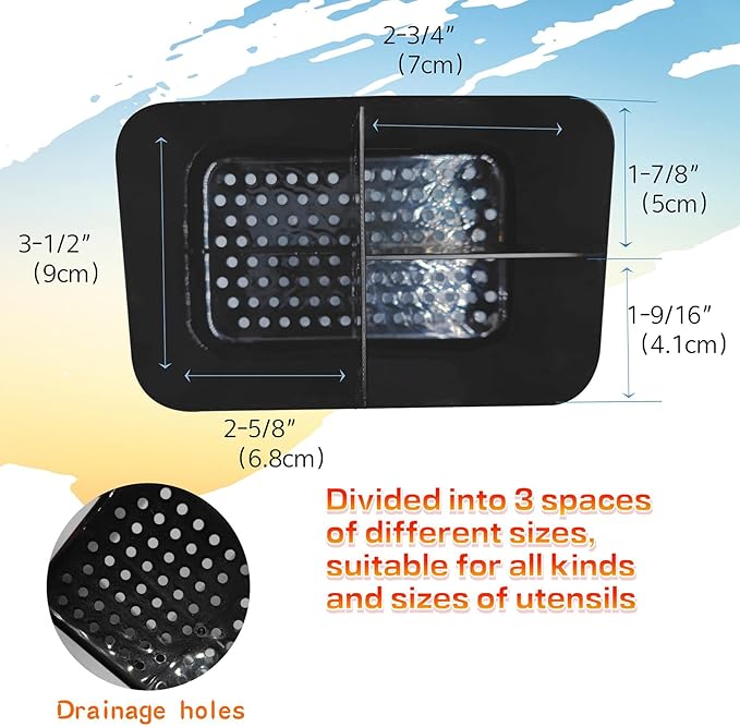 Kitchen Dish Brush Holder for Kitchen Sink,Utensil Drying Caddy,Scrubber/Bottle Brush/Sponge Holder,Kitchen Sink Counter Organizer has Removable Drain Tray,Plastic(Black and White)-NeatNest