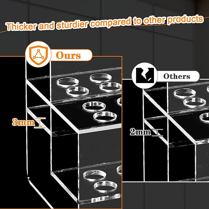 Acrylic Pen Holder, 44-Slots Pen Stand Clear Pen Holder Pen Display Stand Eyebrow Pen Stand Art Brush Rack Makeup Brush Rack Organizer for Home Office Desk School Supplies-NeatNest