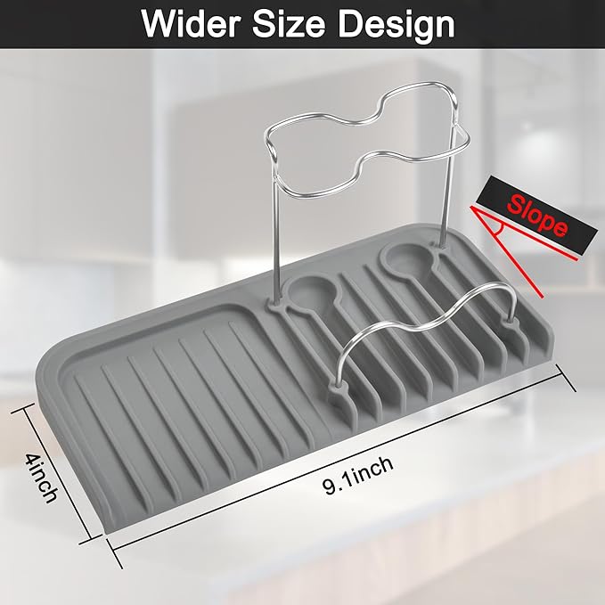 Sponge holder for kitchen sink caddy accessories gadgets, dish soap brush holder for sink organizer, soap tray holder drainer rack for bathroom -Gray-NeatNest