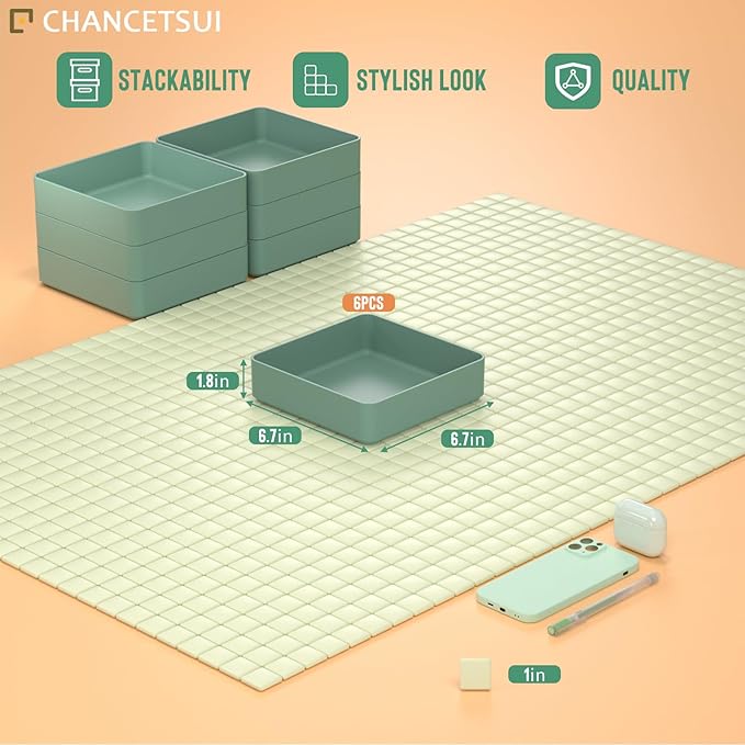 CHANCETSUI Square Makeup Countertop Organizer Holder : Stackable Vanity Trays for Bathroom Storage-NeatNest