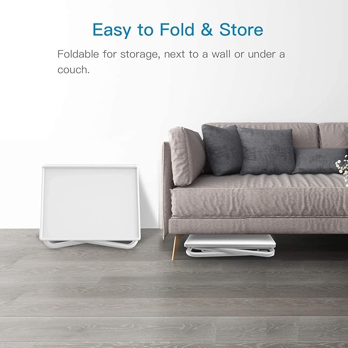 Adjustable TV Tray Table - TV Dinner Tray on Bed & Sofa, Comfortable Folding Table with 6 Height & 3 Tilt Angle Adjustments (White)-NeatNest