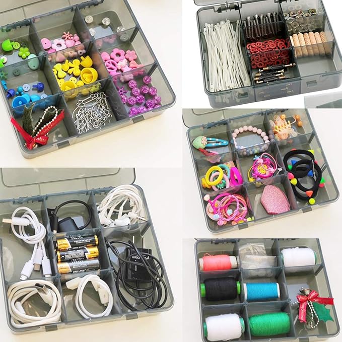 9 Grids Art Craft Supply Organizer Storage Containers, Compartment Storage Box with Removable Dividers for Jewelry, Beads, Buttons, Small Parts-NeatNest