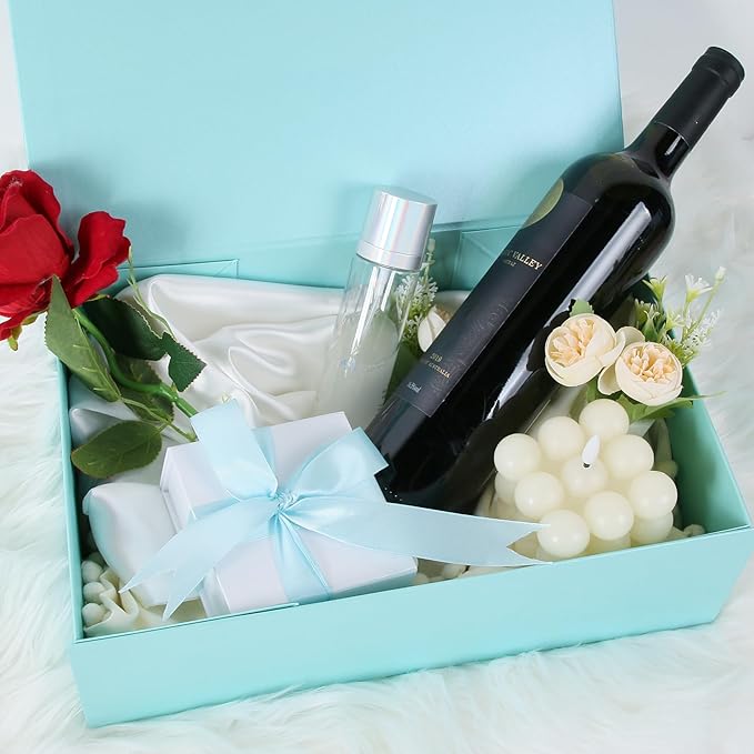 Aimyoo Blue Collapsible Gift Box with Magnetic Closure Lids 13.8x9x4.3 in, Large Bridesmaid Groomsman Proposal Boxes, Rectangle Present Box for Graduation Birthday Storage 1 Pack-NeatNest
