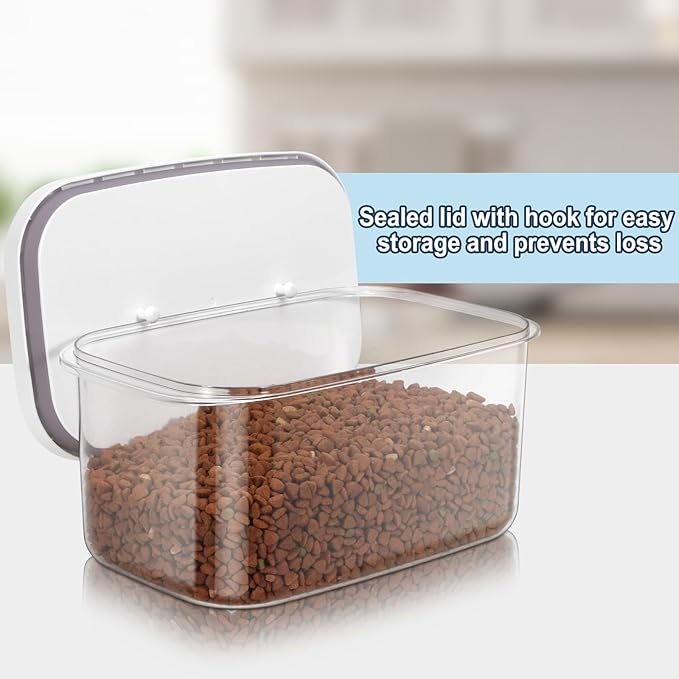 6 lbs Airtight Dog Cat Food Storage Container and Dog Treat Containers BPA-Free, PET Clear Stackable Pet Storage Bin, 1-Cup Scoop, 1-Sponge cleaning brush, Pop Top, With handle, Easy Mobility-Medium-NeatNest