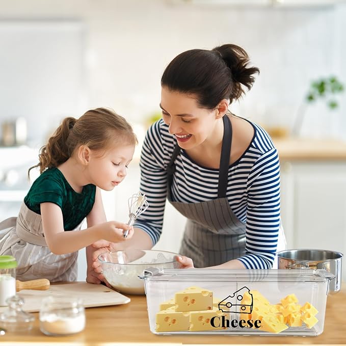 Cheese Container Airtight with Draining Basket Cream Block Cheese Sliced Cheeses Box with Lid for Fridge Shredded Saver 2 Compartment Deli Meat Storage Box,Cheeses Sliced,Grated,Cheddar Keeper-NeatNest
