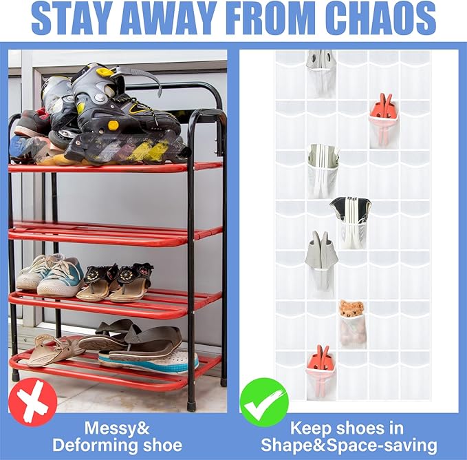 Windyun 2 Pcs 70 Large over The Door Shoe Organizer Hanging Shoe Rack for Closet Holder Pure Mesh Pockets Back to School Behind Door Hanger Storage Nonslip for Home Room School Dorm, Each 35 Pockets-NeatNest
