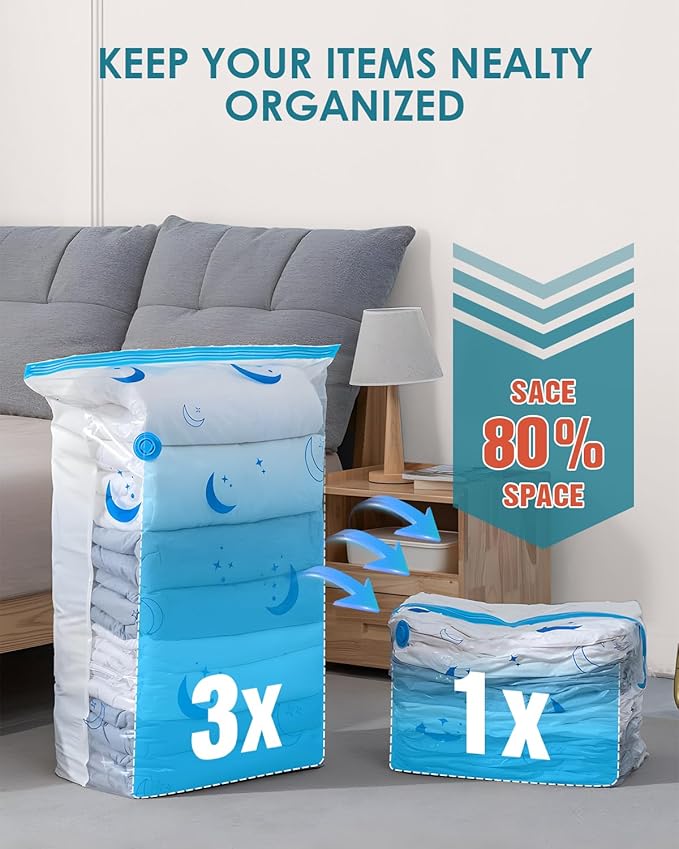 Travel Compression Bags, 35 Pack Vacuum Storage Bags with 1500mAh Rechargeable Battery, Vacuum Seal Bag for Space Saving Clothes, Blanket, Duvets, Pillows, Comforters, Travel Essentials, Luggage-NeatNest