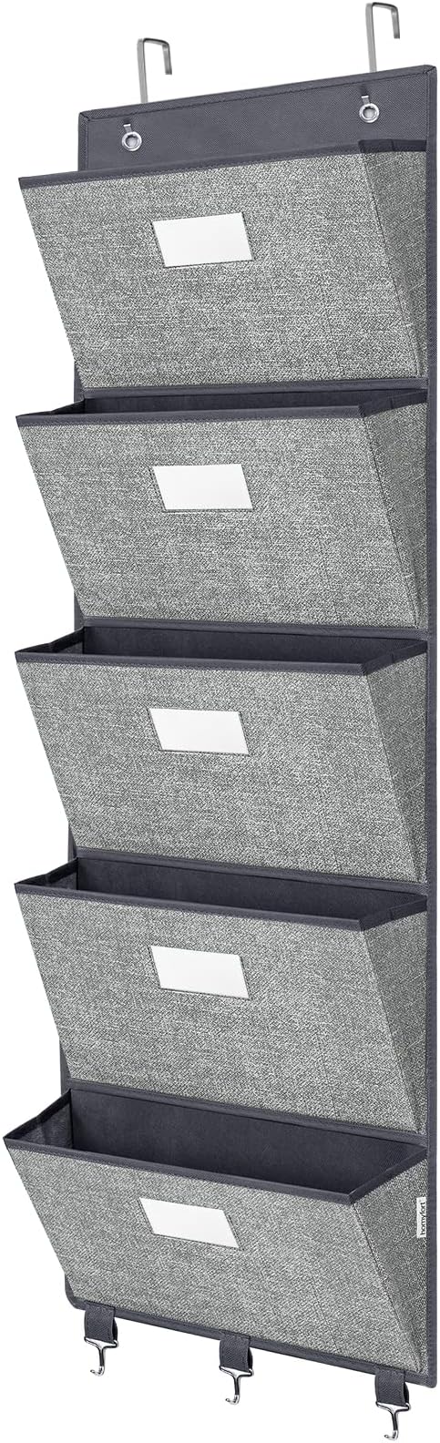 homyfort Over the Door Wall File Organizer, Hanging File Folders Organizer with 5 Large Pockets for Office and Back to School Supplies, Papers, Charts, Mails, Magazine Storage and Organization-NeatNest