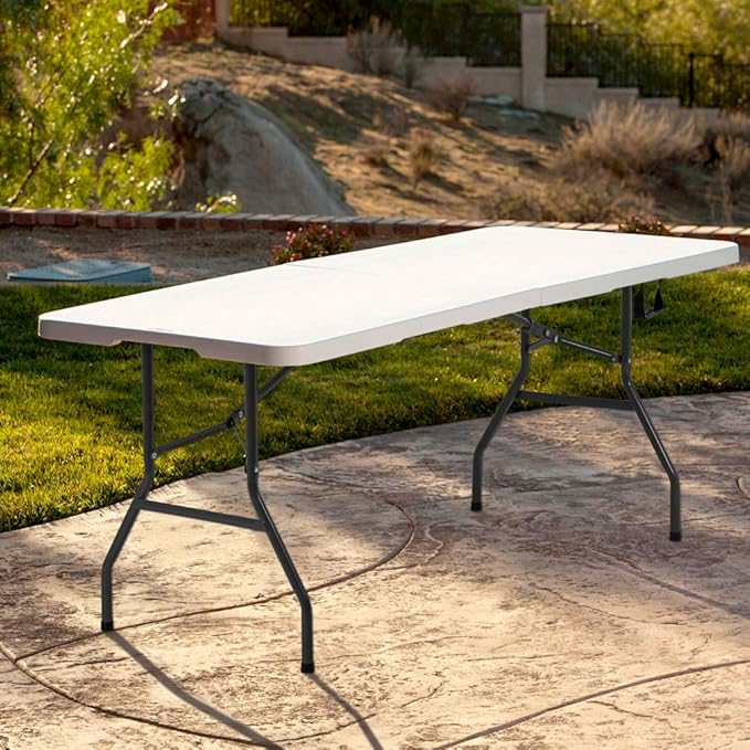 6FT Picnic Table Folding Table Camping Table Plastic Table Fold Up Table Lock for Party Event,White-NeatNest