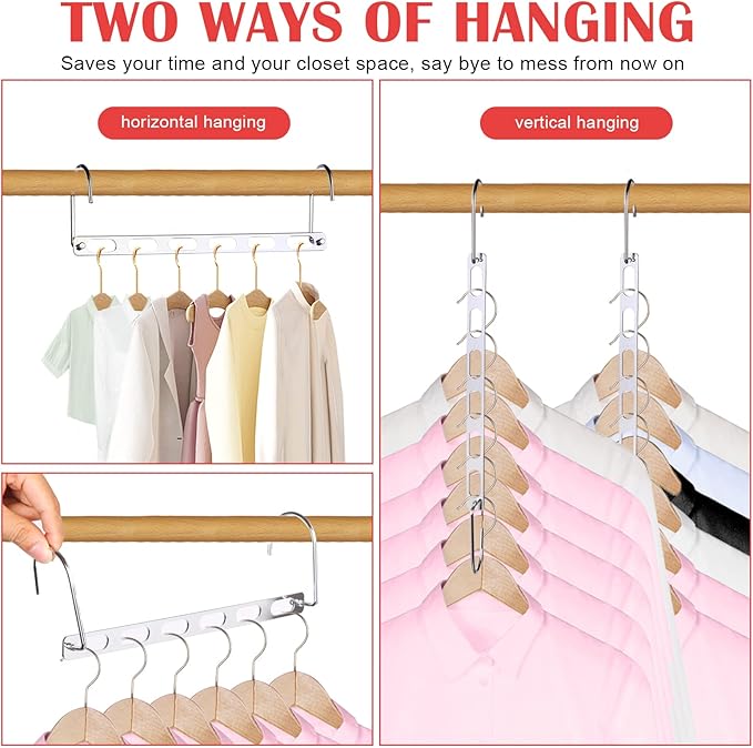 12 Pack Space Saving Hangers for Clothes, Collapsible Metal Hangers Organizer, Clothes Space Savers, Closet Organizers and Storage, Dorm Room Essentials-NeatNest