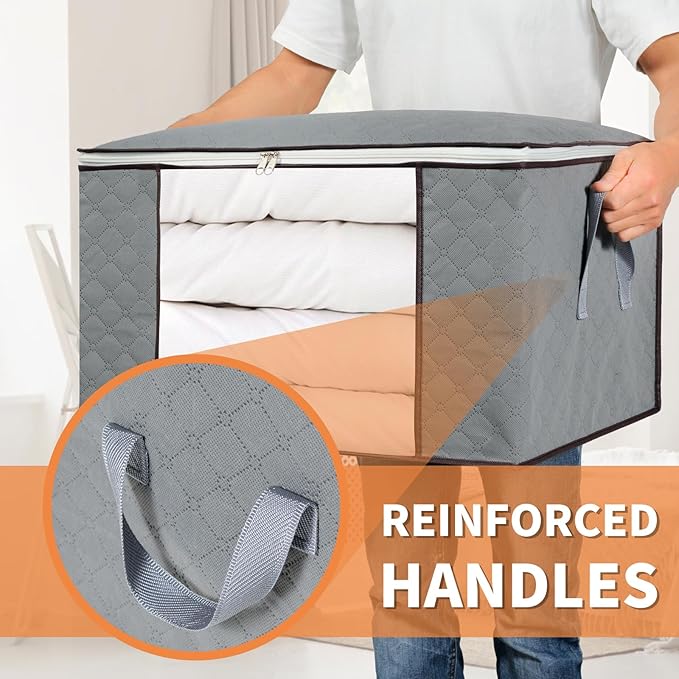combocube 6 Pack Closet Organizers and Storage Containers, Clothes Storage Bins, Storage Bags with Large Clear Window & Handles for Comforter, Pillow, Quilt, Bedding, Clothes-NeatNest